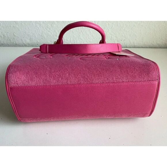 Juicy Couture Beach Tote Pink Flash Terry Cloth Embroidered Logo Bag Purse NEW - Picture 10 of 13